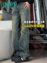 Lunivop Woman Jeans Aesthetics Wash Tie-Dyed Denimhigh Waist Pants American Style Grunge Unisex